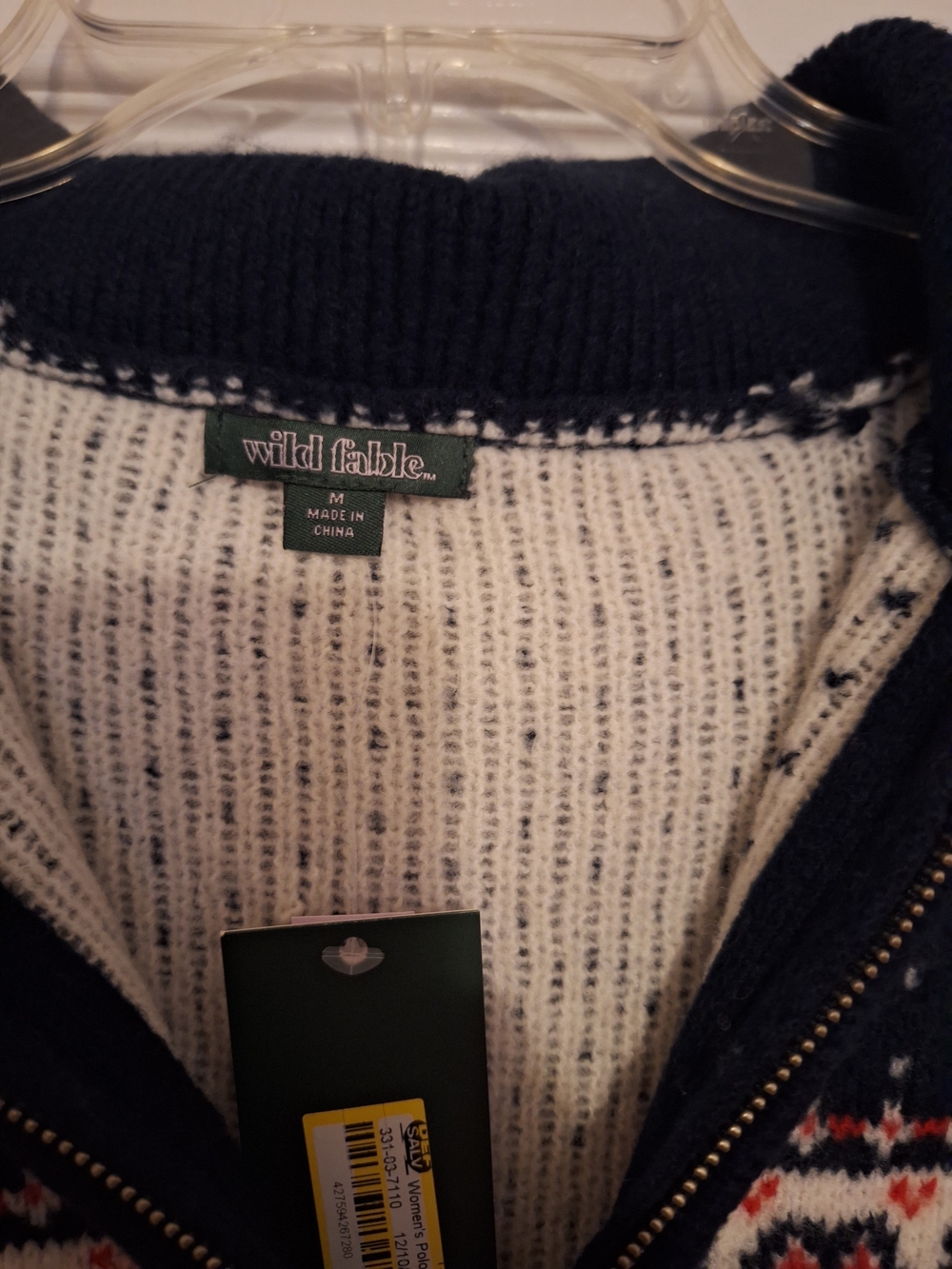 wild fable Navy and Cream Fair Isle Zip Sweater - Picture 3 of 3